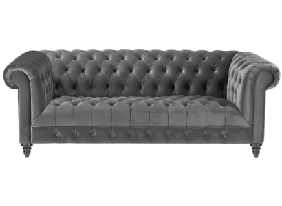 Graue Dreisitzer Stoff Chesterfield Design Couchen Polster Sofas Neu Kreative