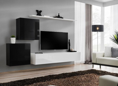 Wohnzimmer Wohnwand Weiß TV Ständer Design Sideboard Einrichtung Wandschrank