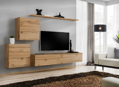Wohnwand TV-Ständer Wohnzimmer Set 4tlg Wohnmöbel Modern Wohnzimmer Holz