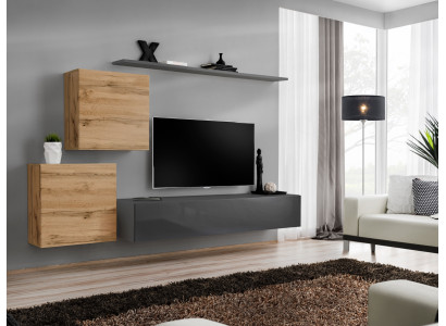 Wohnzimmermöbel Designer Modern Wohnwand Einrichtung Wand Regal Grau