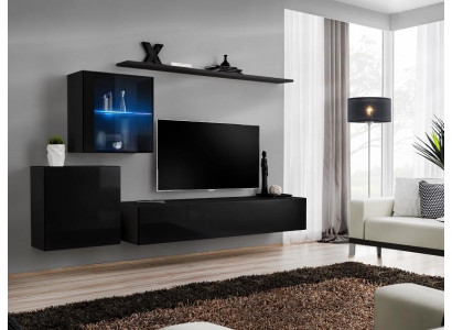 Luxus Schwarz Wohnwand 2x Wandschrank Wohnmöbel Wohnzimmermöbel