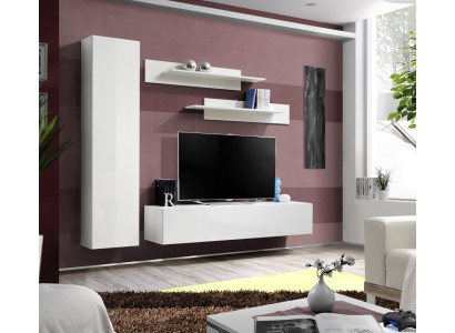 Wohnwand Weiß TV Ständer Designer Einrichtung Wohnzimmermöbel Wand Regale