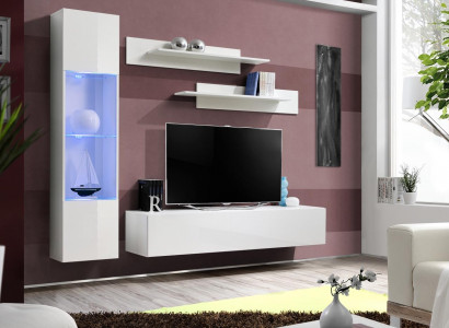 Wohnzimmermöbel Weiß Wohnwand Designer Luxus TV Ständer Hänge Vitrine Regale