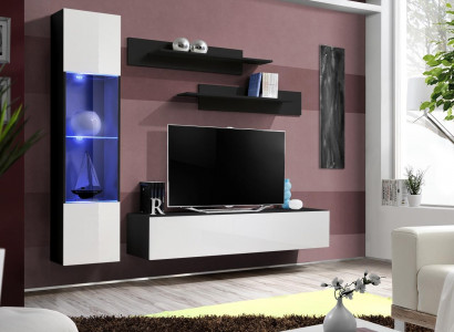 Komplett Set 4 tlg Designer Luxus Wohnzimmermöbel Wand Regal Hänge Vitrine Möbel