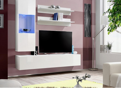 Wohnwand Garnitur TV Ständer Lowboard Designer Hänge Vitrine Holz Einrichtung