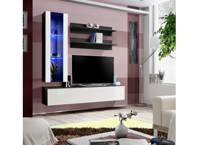 Wohnzimmer Wohnwand Wandregal TV Schrank Hänge Vitrine Regal Holz Möbel Neu