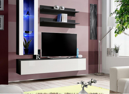 Wohnzimmer Wohnwand Wandregal TV Schrank Hänge Vitrine Regal Holz Möbel Neu