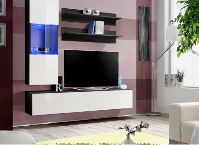 Wohnwand Set 4tlg. Wohnzimmer Komplett TV-Ständer Wand Regal Luxus Moderne Neu