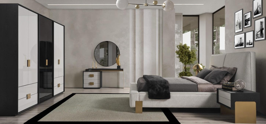 Modernes Schlafzimmer Set Doppelbett 2x Nachttische Schminktisch 6tlg