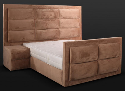 Klassisches Bett Holz braun Schlafzimmermöbel Design elegant Stoff neu-