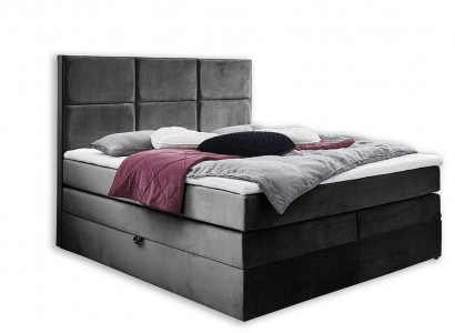 Graue schicke Doppelschlafzimmer Holzmöbel Design elegante Polsterung Stoff