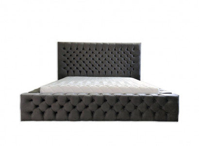 Chesterfield Grey Doppel Schlafzimmer Holzmöbel Design elegante Polsterung Stoff