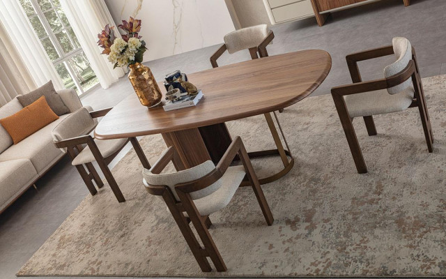 Modernes Esszimmer Set Esstisch 4x Stühle Kommode Spiegel Designer Möbel