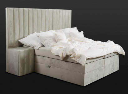 Modernes Taupes Doppelbett 2x Nachttische Schlafzimmer Boxspringbett