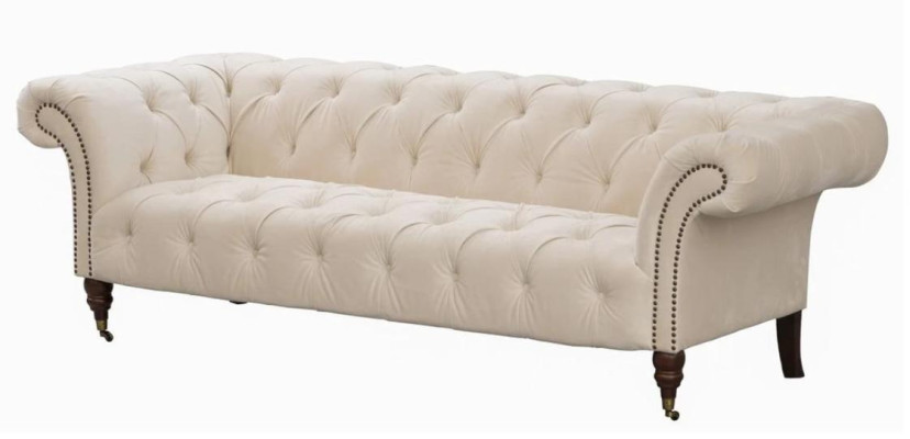 Beige Chesterfield Dreisitzer Modern Design Couchen Stoff Sofa designer Möbel