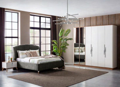 Schlafzimmer Set Luxus Komplettes Bett 2x Nachttisch Kleiderschrank 4tlg Neu