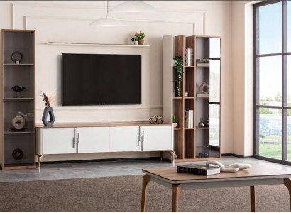 Wohnzimmer Wohnwand TV-Ständer Regal Luxus Design Set 4 tlg Modern Möbel Neu