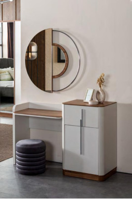 Modern Weiß Design Schminktisch mit Spiegel Luxus Schlafzimmer Möbel 2tlg Neu