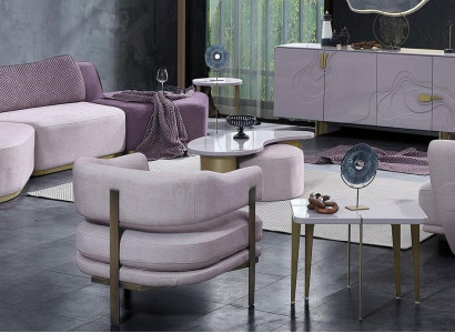 Wohnlandschaft Sofagarnitur Große Rosa Stoffsofas Modern Set 5tlg Sofa