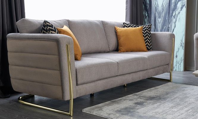 Couchgarnitur Stoffsofa Sofagarnitur Polstersofa Grau Modern Set 3tlg