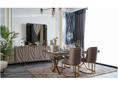 Essgruppe Essecke Esszimmer Esstisch Holz Braun Set 9tlg Sideboard