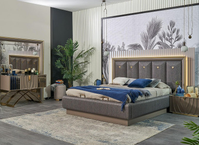 Schlafzimmer Garnitur Doppelbett Bett Braun Set 4tlg Konsolentisch Neu