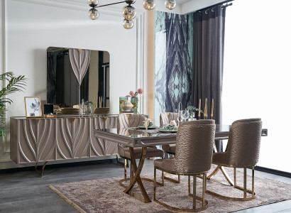 Esstisch Essgruppe Essecke Esszimmer Holz Braun Set 7tlg Stühle Luxus