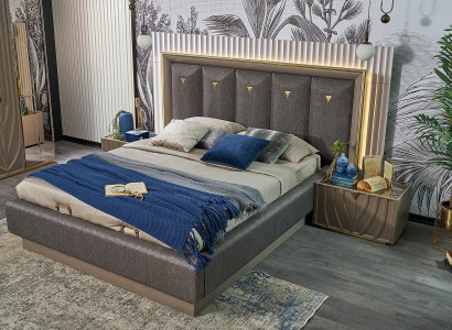 Doppelbett Komplette Schlafzimmer Bett Braun Set 3tlg Nachttische Holz