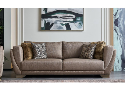 Luxus Dreisitzer Couch Sofa 3 Sitzer Braun Stoff Stoffsofa Polstersofa