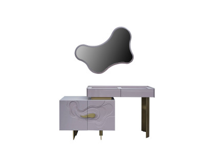 Schminktische Konsole Set Kommode mit Spiegel Schlafzimmer Rosa Holz