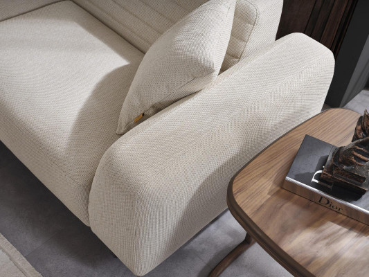 Wohnzimmer Garnitur Ecksofa U-Form Neu Sessel Luxus Holz Couchtisch Hocker