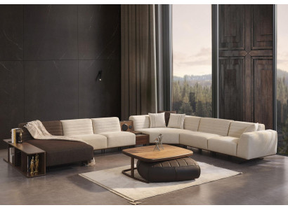 Luxus Ecksofa U-Form Polster Sofa Couch Wohnzimmer Möbel Textil Neu Einrichtung