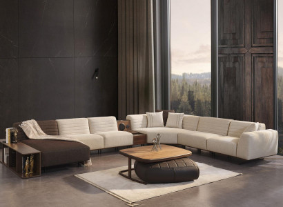 Luxus Ecksofa U-Form Polster Sofa Couch Wohnzimmer Möbel Textil Neu Einrichtung