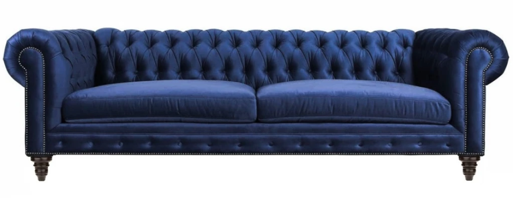 Chesterfield Dreisitzer Blau Neu Wohnzimmer Modern Kreative Möbel Textil Stoff