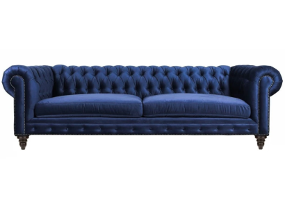 Chesterfield Dreisitzer Blau Neu Wohnzimmer Modern Kreative Möbel Textil Stoff