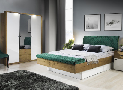 Set Designer Polsterbett Bett Betten Stoff Ehebett Designerbett Nachttisch 2tlg.