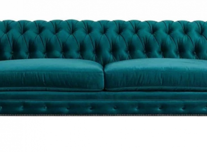 Chesterfield Dreisitzer Kreative Möbel Textil Stoff Blaugrün Wohnzimmer Modern