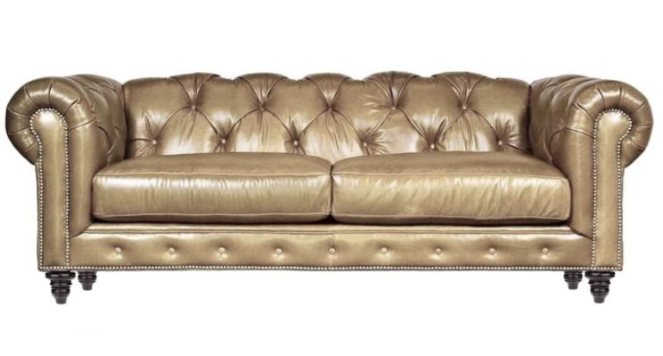 Hellbraun Dreisitzer Leder Chesterfield Wohnzimmer Design Sofa Chesterfield Neu