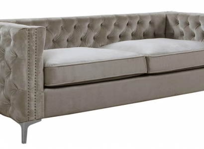 Chesterfield Dreisitzer moderne Möbel Textil Stoff Samt Wohnzimmer Luxus couchen