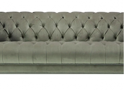 Salbeigrün Dreisitzer Stoff Wohnzimmer Design Polster Sofa Sofas Chesterfield