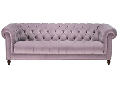 Lila Dreisitzer Stoff Chesterfield Design Couchen Polster Sofas Original Samt