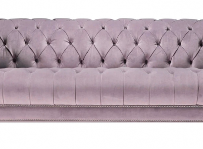 Lila Dreisitzer Stoff Chesterfield Design Couchen Polster Sofas Original Samt