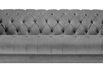 Dreisitzer Grau Stoff Wohnzimmer Design Couchen Polster Sofa Sofas Chesterfield