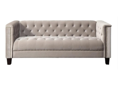 Hellgrau Dreisitzer Textil Chesterfield Wohnzimmer Modern Design Couchen Sofa