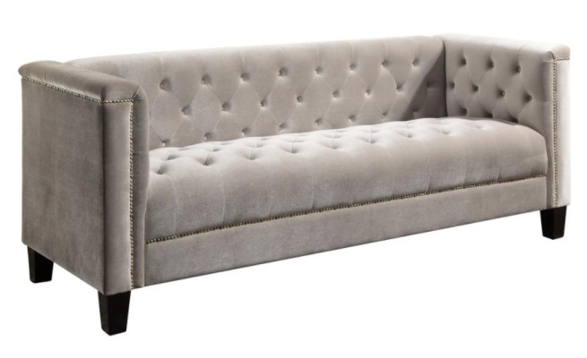 Hellgrau Dreisitzer Textil Chesterfield Wohnzimmer Modern Design Couchen Sofa