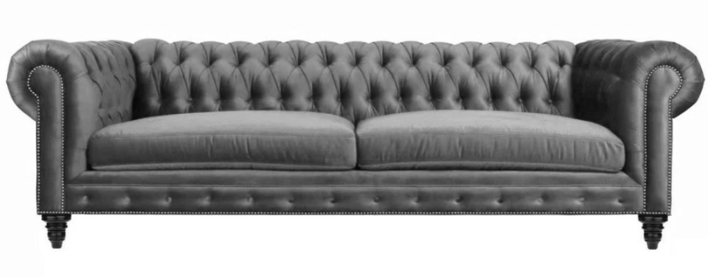 Dreisitzer Chesterfield Kreative Möbel Textil Stoff Grau Neu Wohnzimmer Modern