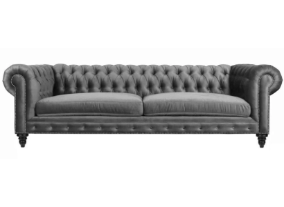 Dreisitzer Chesterfield Kreative Möbel Textil Stoff Grau Neu Wohnzimmer Modern
