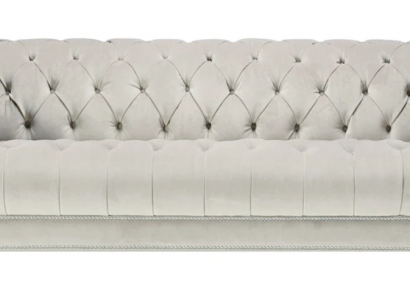 Silber Dreisitzer Stoff Design Couchen Polster Sofas Original Chesterfield Neu