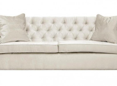 Chesterfield Zweisitzer Hellgrau Stoff Wohnzimmer Design Polster Sofa Kreative