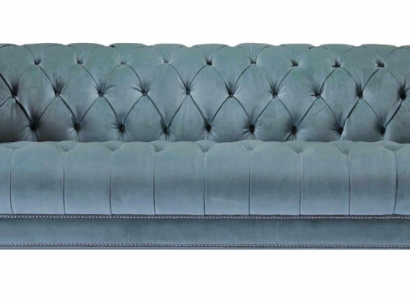 Chesterfield Turkis Design Couchen Polster Sofa Neu Dreisitzer Stoff Wohnzimmer